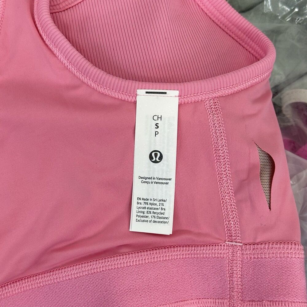 Lululemon Heart Nulu Ribbed Scoopneck Bra B/C Candy Cloud Pink Size S Pilates - Picture 9 of 11